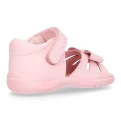 Sandalia Niña peque en piel lavable con lazo y suela SUPER FLEXIBLE.