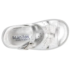 Sandalia Niña peque en piel metalizada con LAZO y suela SUPER FLEXIBLE.
