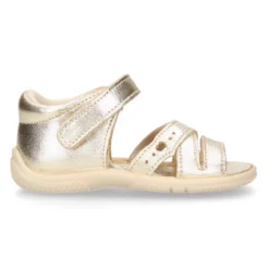 Sandalia Niña peque en piel metalizada con cierre adherente y suela SUPER FLEXIBLE.