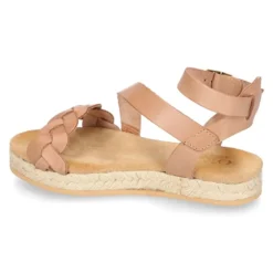 Sandalia Niña tipo alpargata en piel atada al tobillo y diseño trenzado.