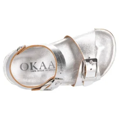 Sandalia Niña vestir tipo BIO doble hebillas en METALIZADO.