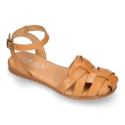 Sandalia niña vestir tipo cangrejera con correa al tobillo.