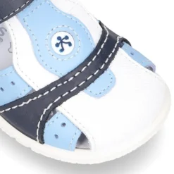 Sandalia niño peque combinada piel lavable con cierre adherente y suela SUPER FLEXIBLE.