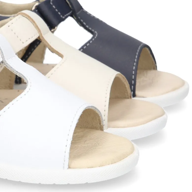 Sandalia niño pequeño piel lavable tipo PEPITO cierre adherente.