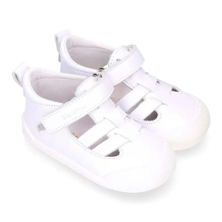 Sandalia niños Blanditos by Crio’s tiras cruzadas sin cordones en piel.