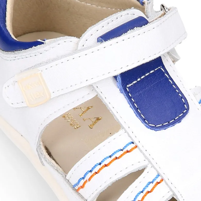 Sandalia niños OKAA FLEX sin cordones en Piel Napa BLANCA.