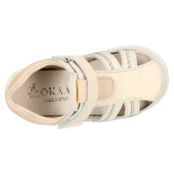 Sandalia niños OKAA FLEX sin cordones en Piel Napa BEIGE.