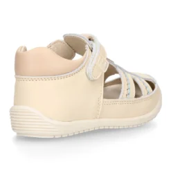 Sandalia niños OKAA FLEX sin cordones en Piel Napa BEIGE.