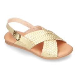 Sandalias con tiras cruzadas en piel GRABADA.