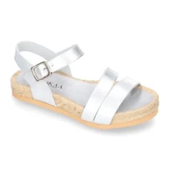 Sandalias niña tipo alpargata con tiras en piel.