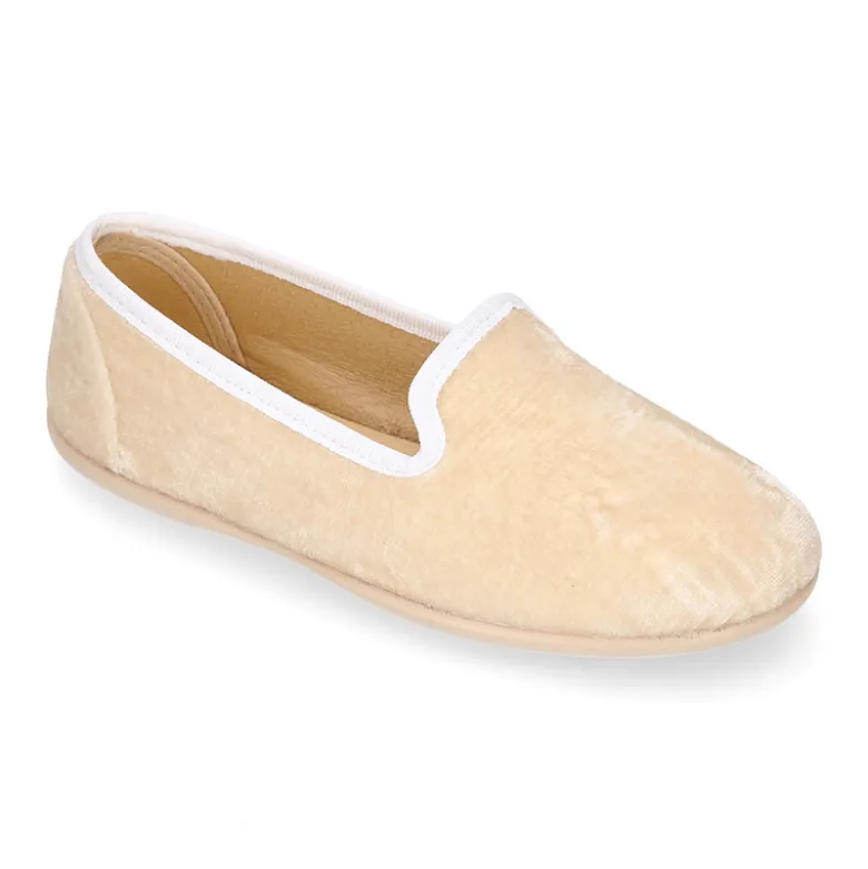 Slipper niños en terciopelo de primavera verano.