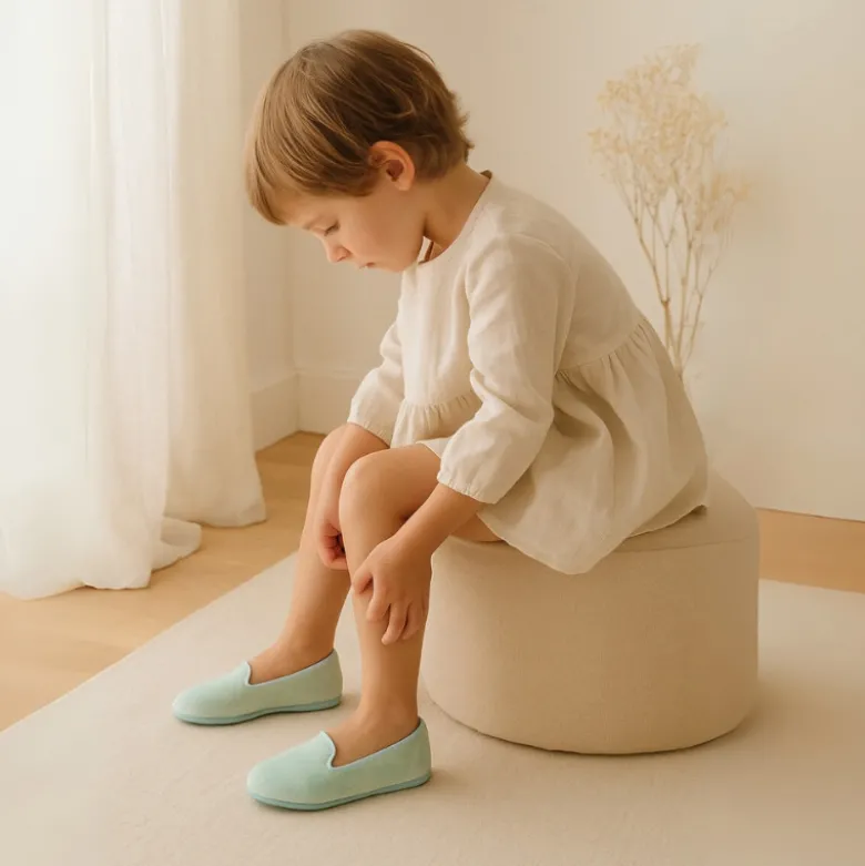Slipper niños en terciopelo de primavera verano.