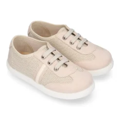 Tenis niños combinado en lona y cordones. Edición especial.