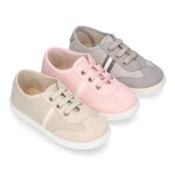 Tenis niños combinado en lona y cordones. Edición especial.