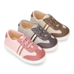 Tenis niños OKAA combinado en lona con serratex y cordones. Edición especial OTOÑO.