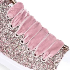 Zapatilla alta niña Glitter con puntera y cordones de terciopelo