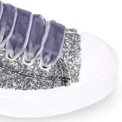 Zapatilla alta niña Glitter con puntera y cordones de terciopelo
