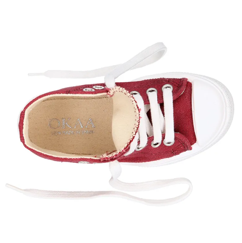Zapatilla alta niños CASUAL con puntera y cordones en color BURDEOS.