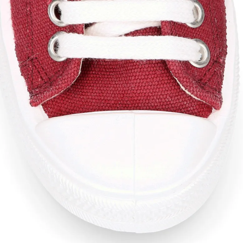Zapatilla alta niños CASUAL con puntera y cordones en color BURDEOS.