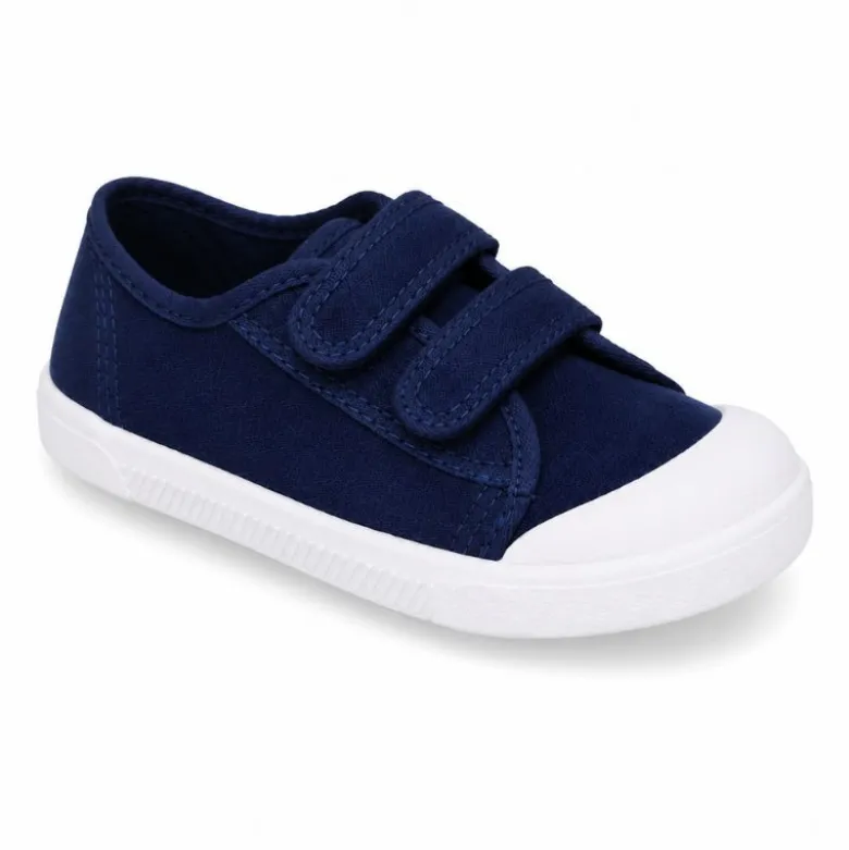 Zapatilla BAREFOOT niños sin cordones en lona en color azul marino