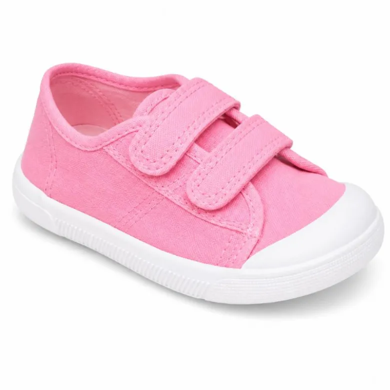 Zapatilla BAREFOOT niños sin cordones en lona en color chicle