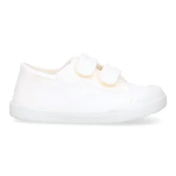 Zapatilla BAREFOOT niños sin cordones en lona en color blanco
