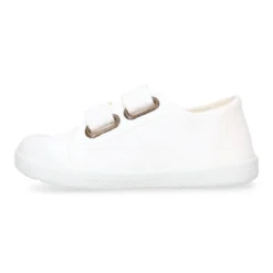 Zapatilla BAREFOOT niños sin cordones en lona en color blanco