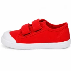 Zapatilla BAREFOOT niños sin cordones en lona en color rojo
