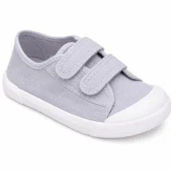 Zapatilla BAREFOOT niños sin cordones en lona en color gris