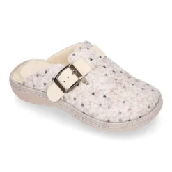 Zapatilla casa niñas OKAA ZUECO en lana con ESTRELLAS.