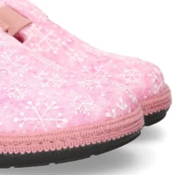 Zapatilla casa niñas OKAA ZUECO en lana con copos de nieve.
