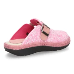 Zapatilla casa niñas OKAA ZUECO en lana con copos de nieve.