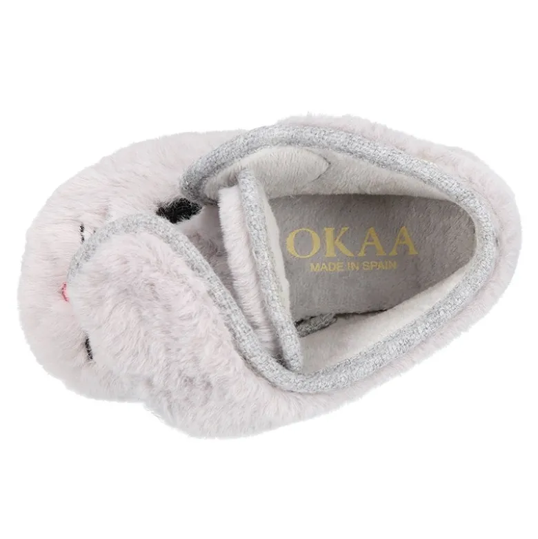 Zapatilla casa niñas tipo Botita sin cordones y diseño CONEJITO.