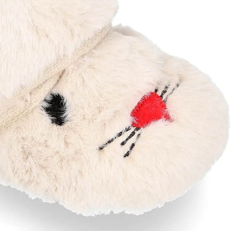 Zapatilla casa niñas tipo Botita sin cordones y diseño CONEJITO.