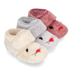 Zapatilla casa niñas tipo Botita sin cordones y diseño CONEJITO.
