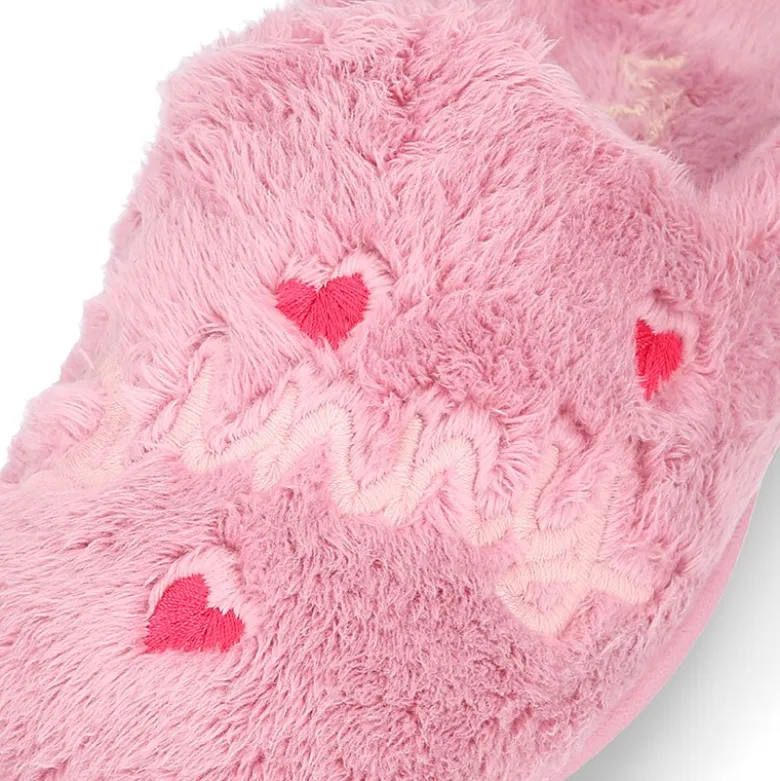 Zapatilla casa niñas tipo zueco en lona tipo lana con diseño CONEJITA