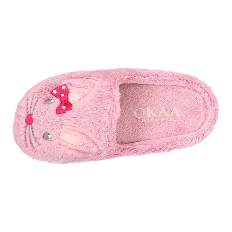 Zapatilla casa niñas tipo zueco en lona tipo lana con diseño CONEJITA