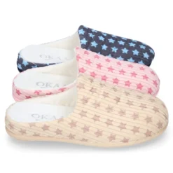 Zapatilla casa niños abierta en pana con ESTRELLAS.