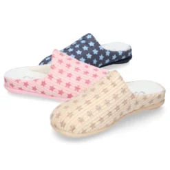Zapatilla casa niños abierta en pana con ESTRELLAS.