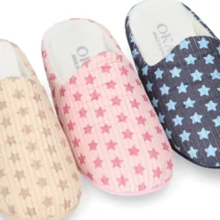 Zapatilla casa niños abierta en pana con ESTRELLAS.
