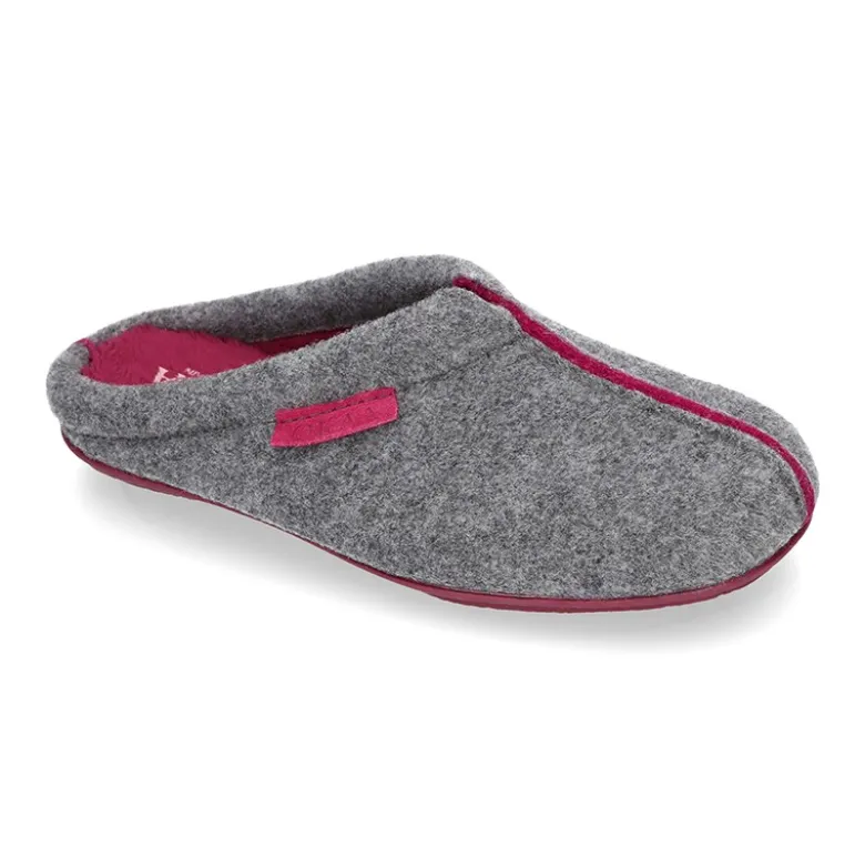 Zapatilla casa niños OKAA tipo zueco en lana con vivos.