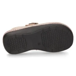 Zapatilla casa niños OKAA ZUECO en lana con hebilla.