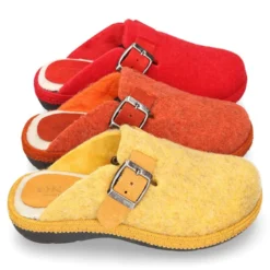 Zapatilla casa niños OKAA ZUECO en lana de colores.