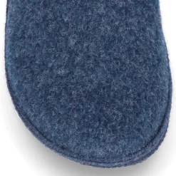 Zapatilla casa niños OKAA ZUECO en lana JEANS con hebilla.
