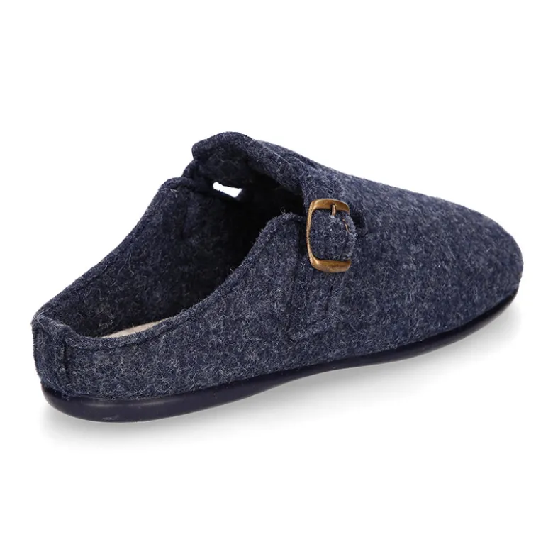 Zapatilla casa niños tipo ZUECO en lona felpa.