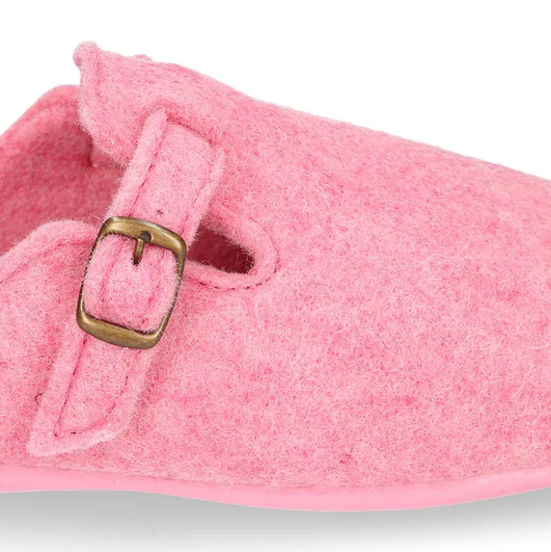 Zapatilla casa niños tipo ZUECO en lona felpa.