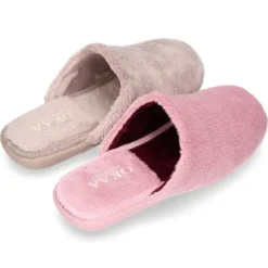 Zapatilla casa niños tipo zueco en lona tipo lana para Otoño.