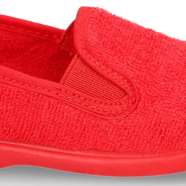 Zapatilla casa niño tipo Kung Fu con elásticos en toalla.