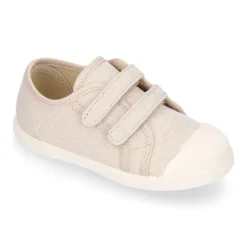 Zapatilla niña con puntera y sin cordones en lona METALIZADA.