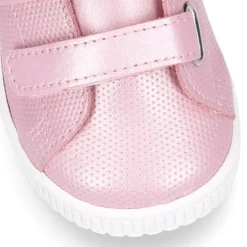Zapatilla niña moda sin cordones en piel metalizada.
